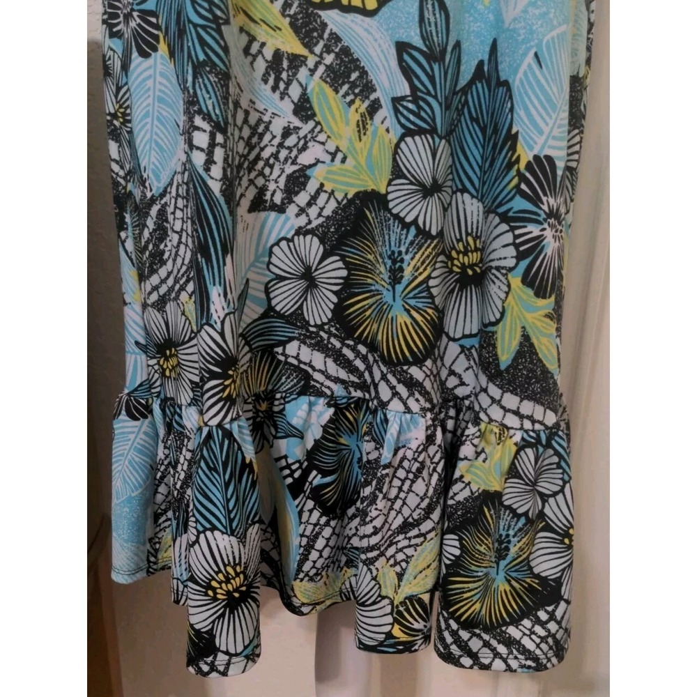 NY Collection Women's Sleeveless Teal & Black Dress. Size M - Picture 3 of 8